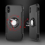 Wholesale iPhone XS / X 360 Rotating Ring Stand Hybrid Case with Metal Plate (Silver)